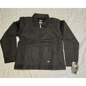 Dickies Eisenhower Jacket Med 10/12 Youth Black Fleece Lined Mechanic Full Zip